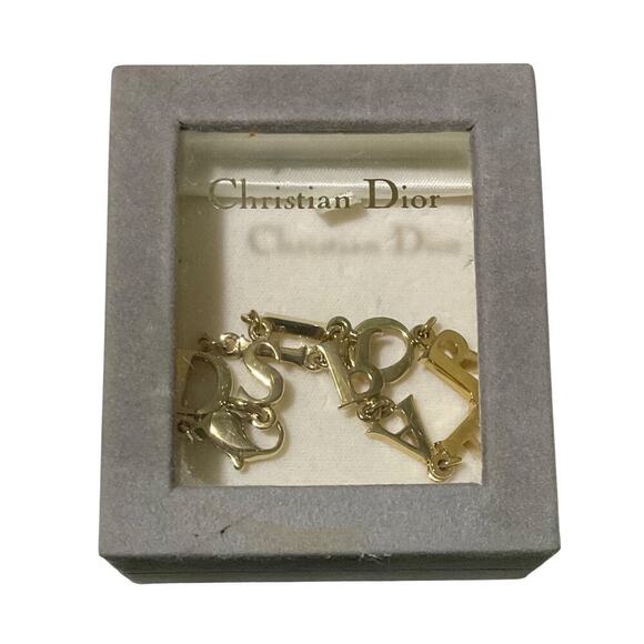 Christian Dior PARIS Alphabet English Letters Logo Gold Bracelet With Box - Picture 10 of 11